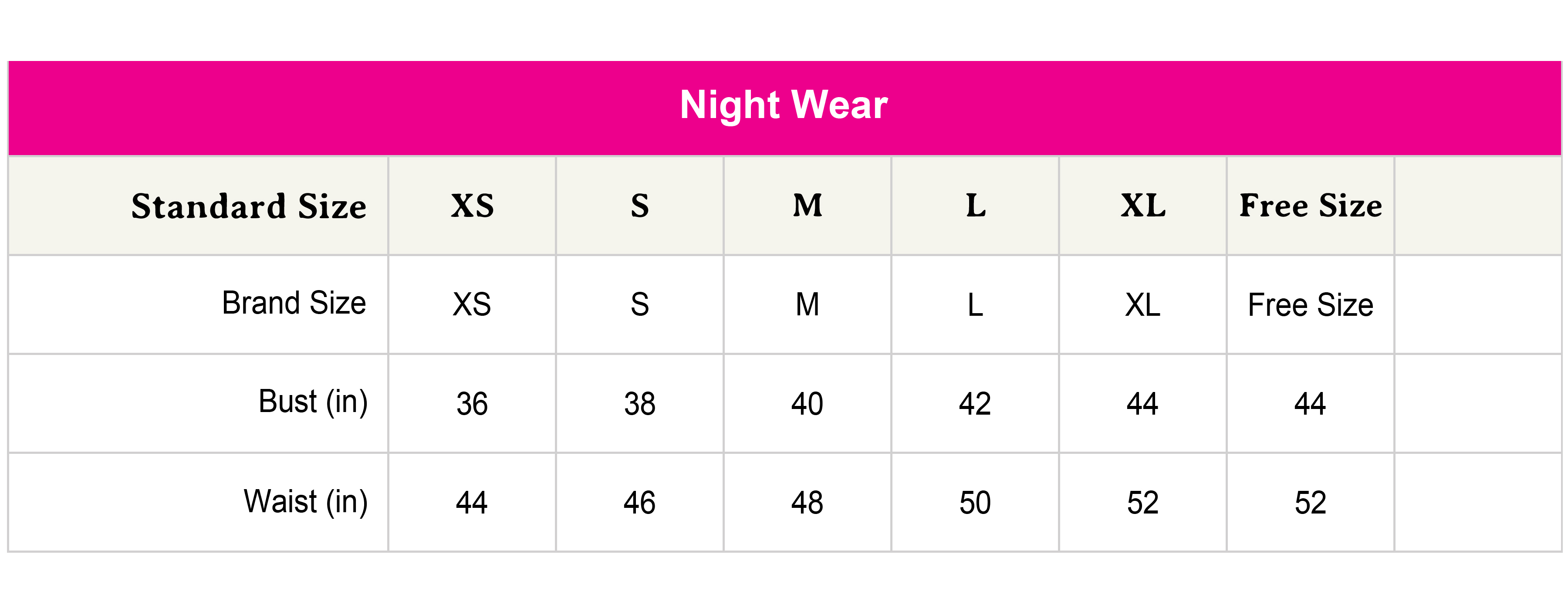 Size chart not availabe.